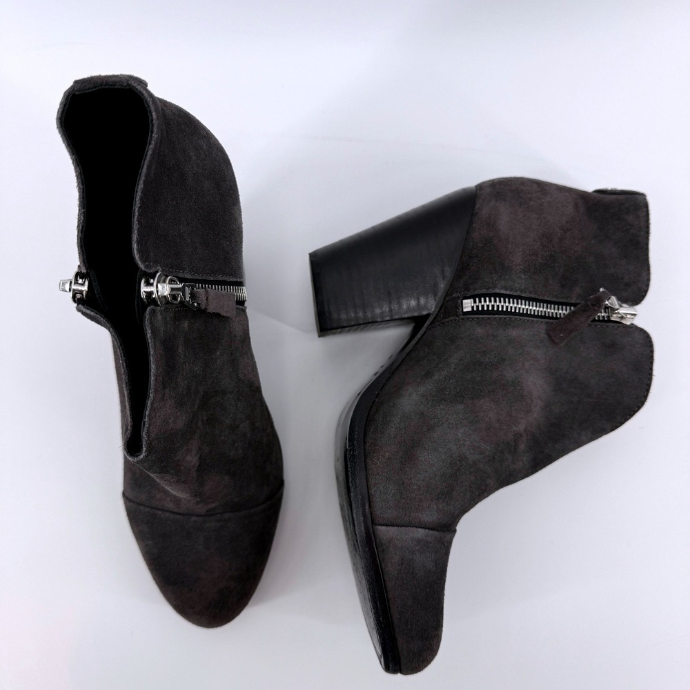 Rag & Bone Bootie Margot Suede Ankle Boots Double Zipper Block Heel Womens 38.5 - Picture 12 of 14